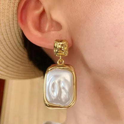 [GALE]Brittany Freshwater Pearl Slate Earrings