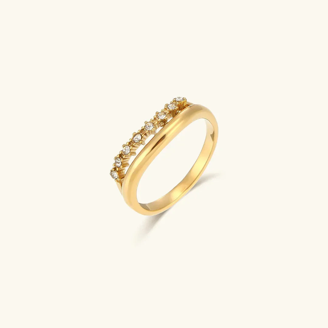[GALE]Adeline Diamond Simulant Gold Ring