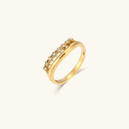 [GALE]Adeline Diamond Simulant Gold Ring