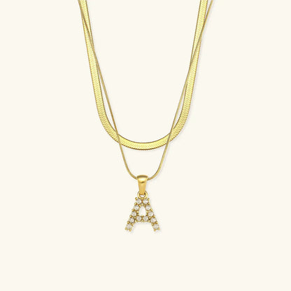 [GALE]Fiona Layered Gold Initial Letter Necklace