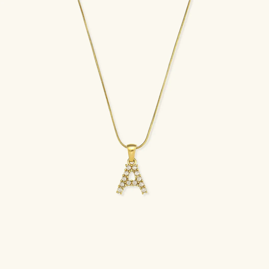 [GALE]Augustine Initial Letter Pearl Necklace