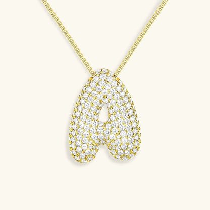 [GALE]Bubble Initial Diamond Necklace