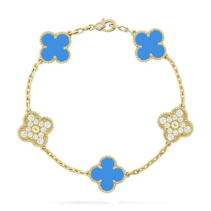 [GALE] CLOVER 5 MOTIF BLUE AGATE BRACELET COLLECTION