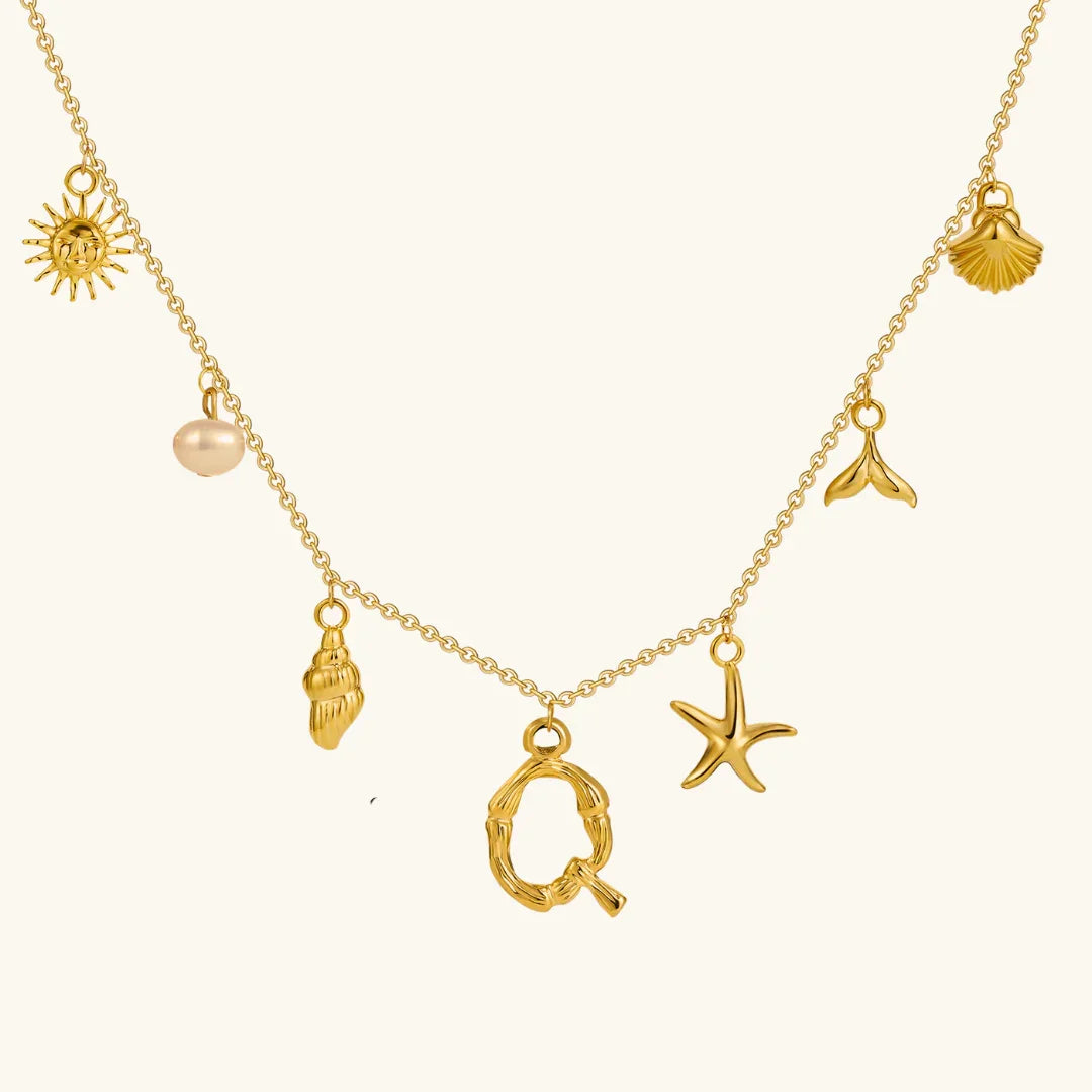 [GALE]Avaria Ocean Initial Necklace