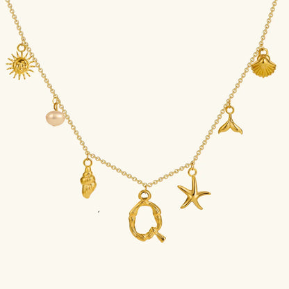 [GALE]Avaria Ocean Initial Necklace
