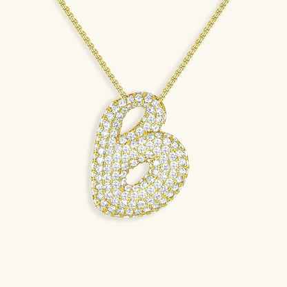 [GALE]Bubble Initial Diamond Necklace