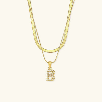 [GALE]Fiona Layered Gold Initial Letter Necklace