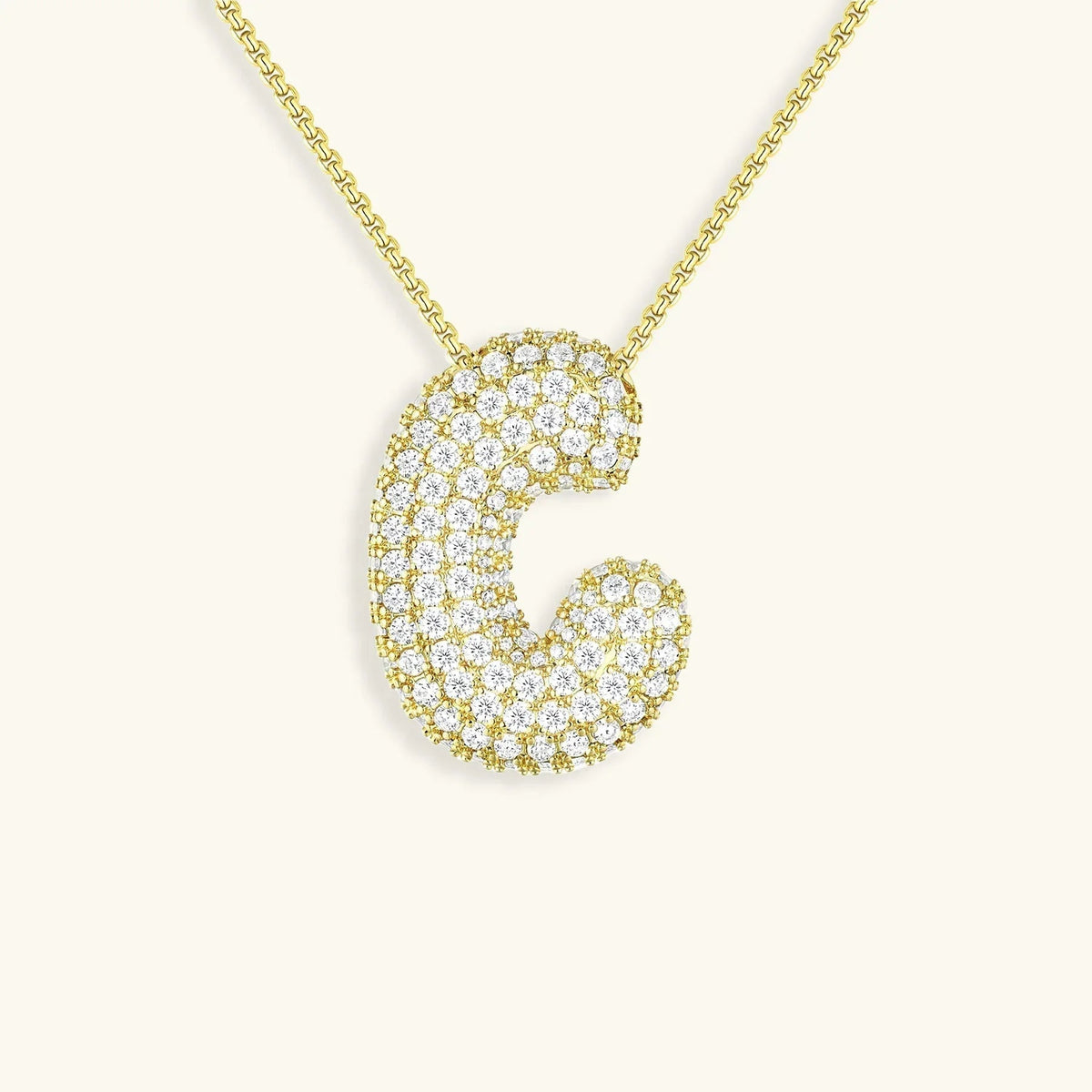 [GALE]Bubble Initial Diamond Necklace