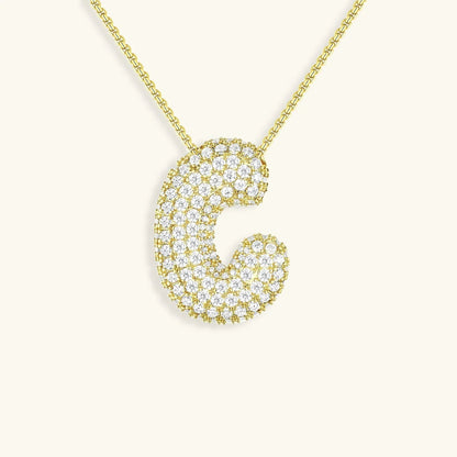[GALE]Bubble Initial Diamond Necklace