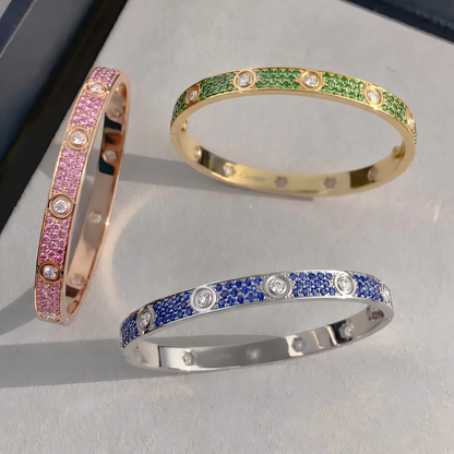 [GALE]2026 PAVE GEMSTONE LOVE BRACELET 6.1MM 10 DIAMONDS