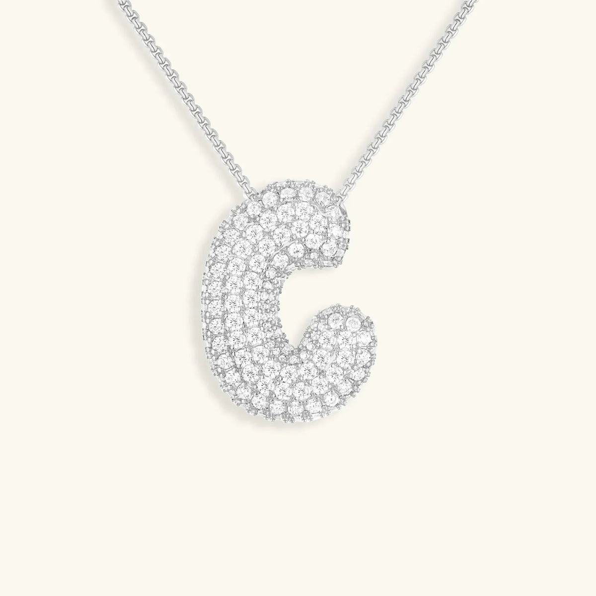 [GALE]Bubble Initial Diamond Necklace