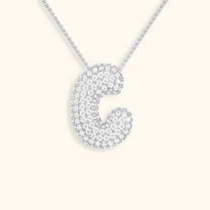 [GALE]Bubble Initial Diamond Necklace