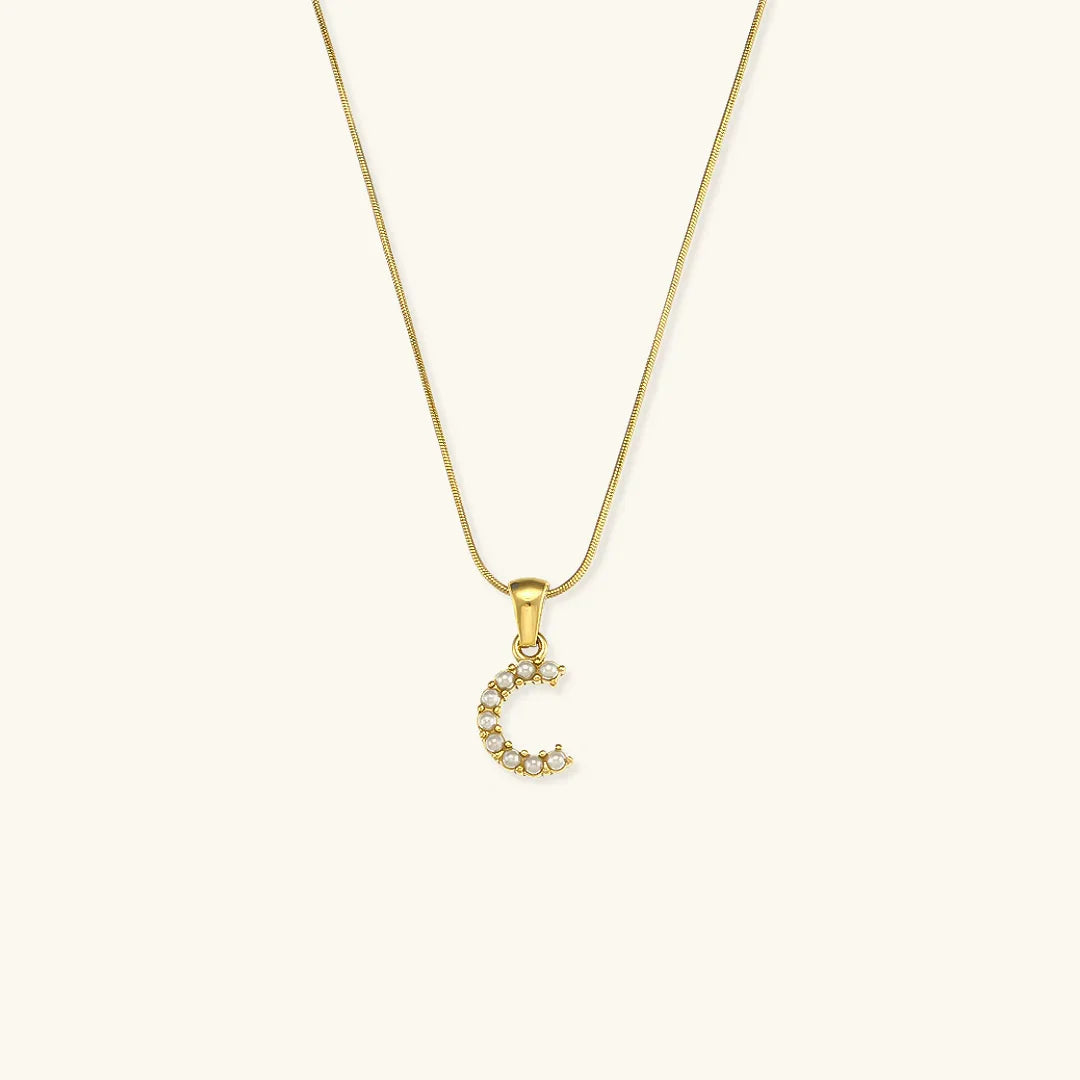 [GALE]Augustine Initial Letter Pearl Necklace