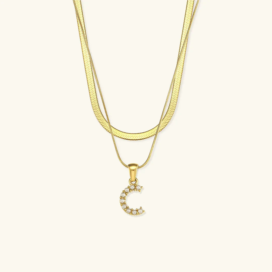 [GALE]Fiona Layered Gold Initial Letter Necklace