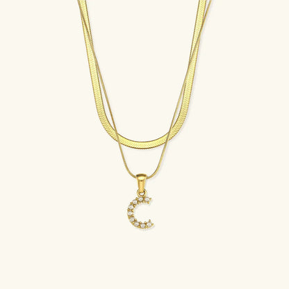 [GALE]Fiona Layered Gold Initial Letter Necklace