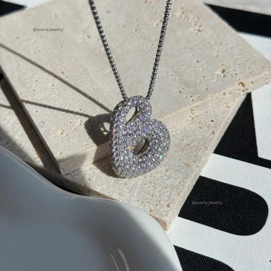 [GALE]Bubble Initial Diamond Necklace