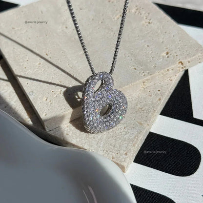 [GALE]Bubble Initial Diamond Necklace