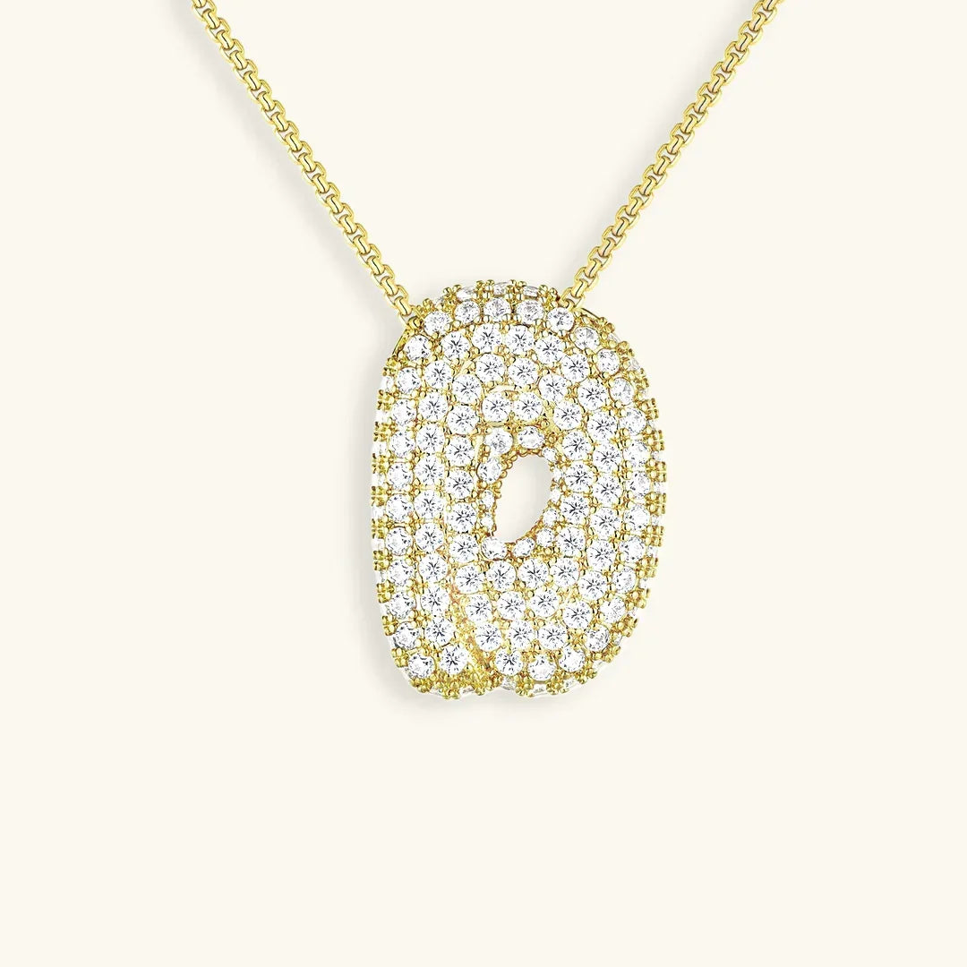 [GALE]Bubble Initial Diamond Necklace