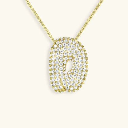 [GALE]Bubble Initial Diamond Necklace
