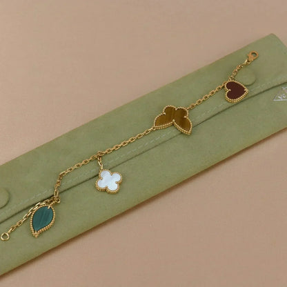 [GALE]LUCKY SPRING 5 MOTIF GOLD BRACELET