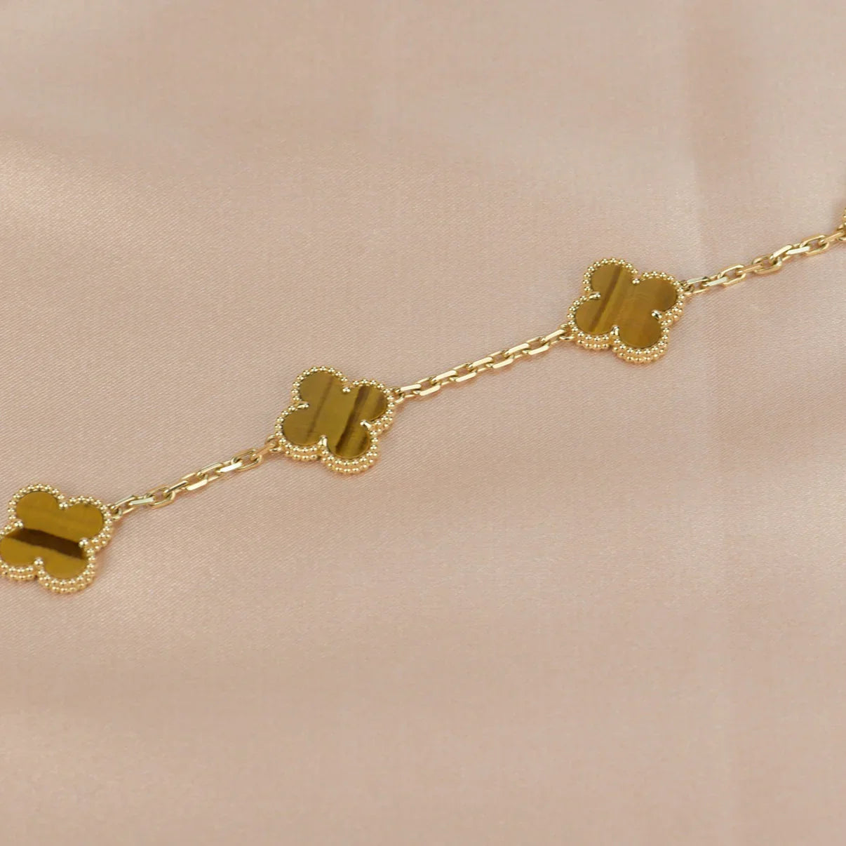 [GALE] CLOVER 5 MOTIFS TIGER EYE BRACELET COLLECTION