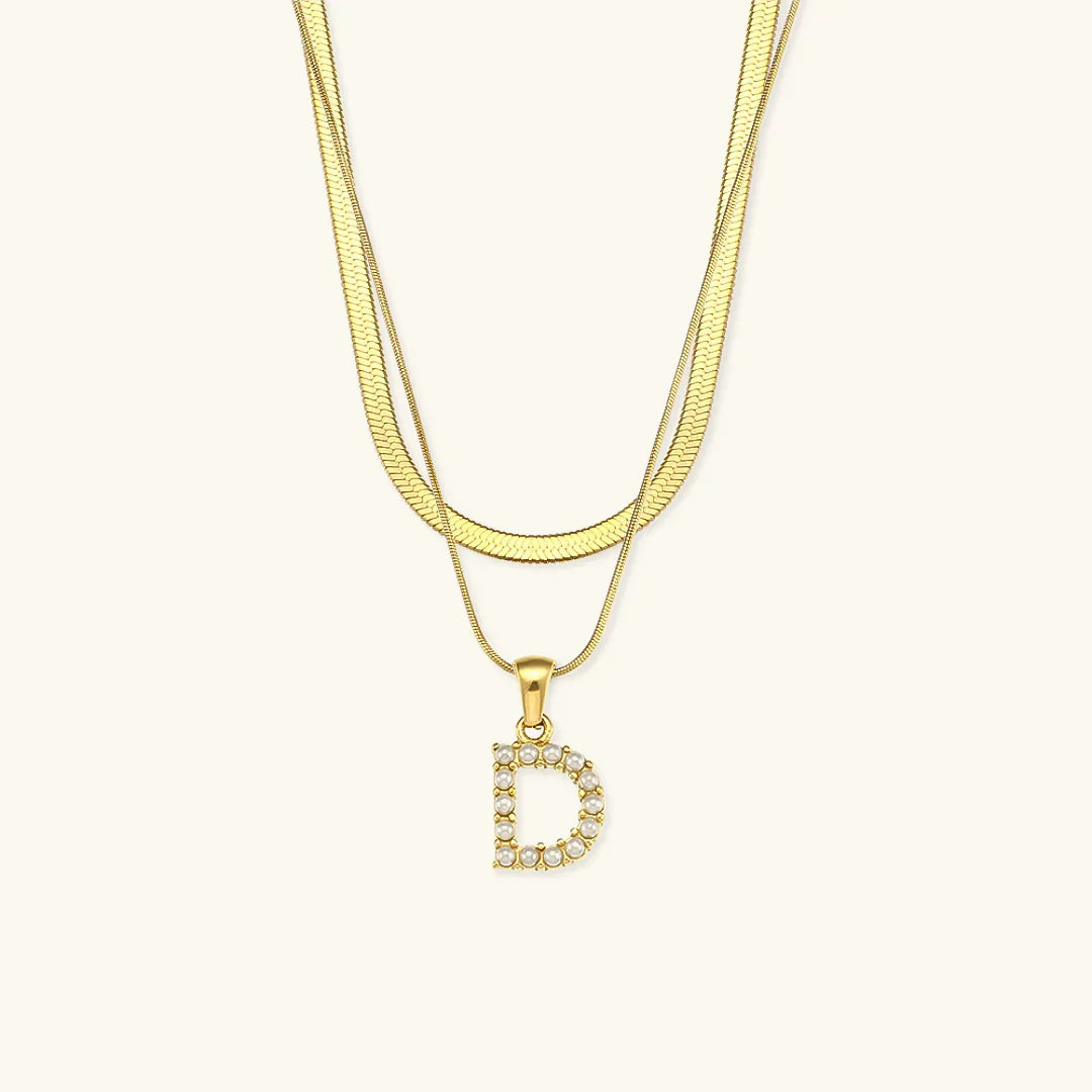 [GALE]Fiona Layered Gold Initial Letter Necklace