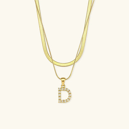 [GALE]Fiona Layered Gold Initial Letter Necklace