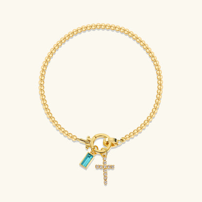 [GALE]Amalia Birthstone Cross Bracelet