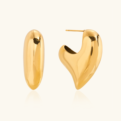 [GALE]Aimee Chunky Heart Gold Earrings