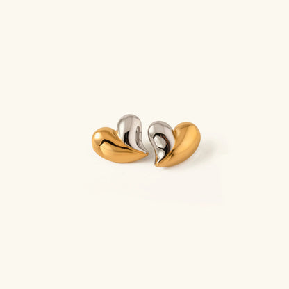 [GALE]Dorothea Two Tone Heart Earrings