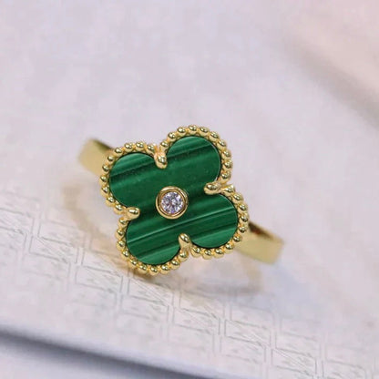 [GALE]CLOVER MALACHIT RING GOLD DIAMOND