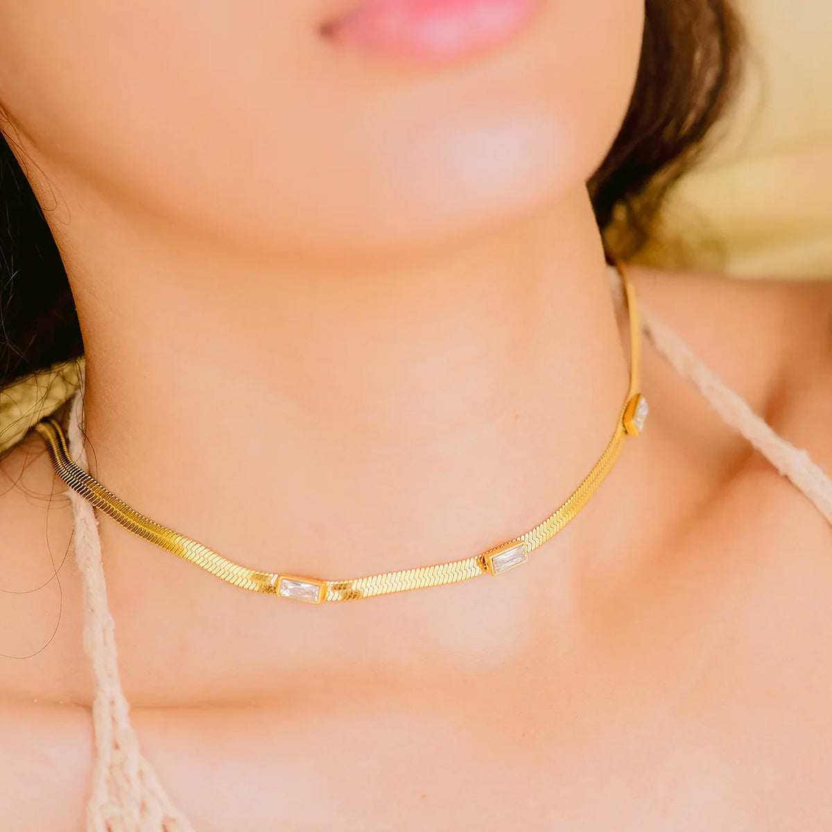 [GALE]Eve Herringbone Gold Necklace