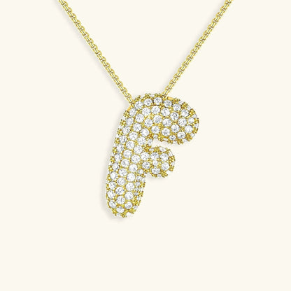 [GALE]Bubble Initial Diamond Necklace