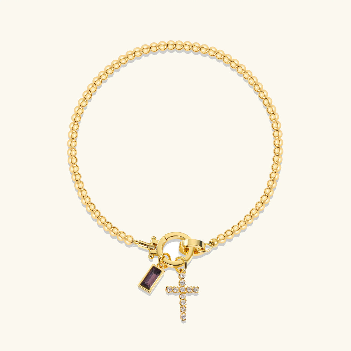 [GALE]Amalia Birthstone Cross Bracelet