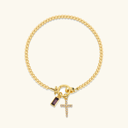 [GALE]Amalia Birthstone Cross Bracelet