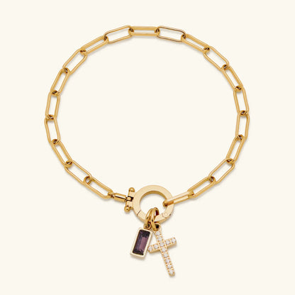 [GALE]Annabella Birthstone Cross Bracelet