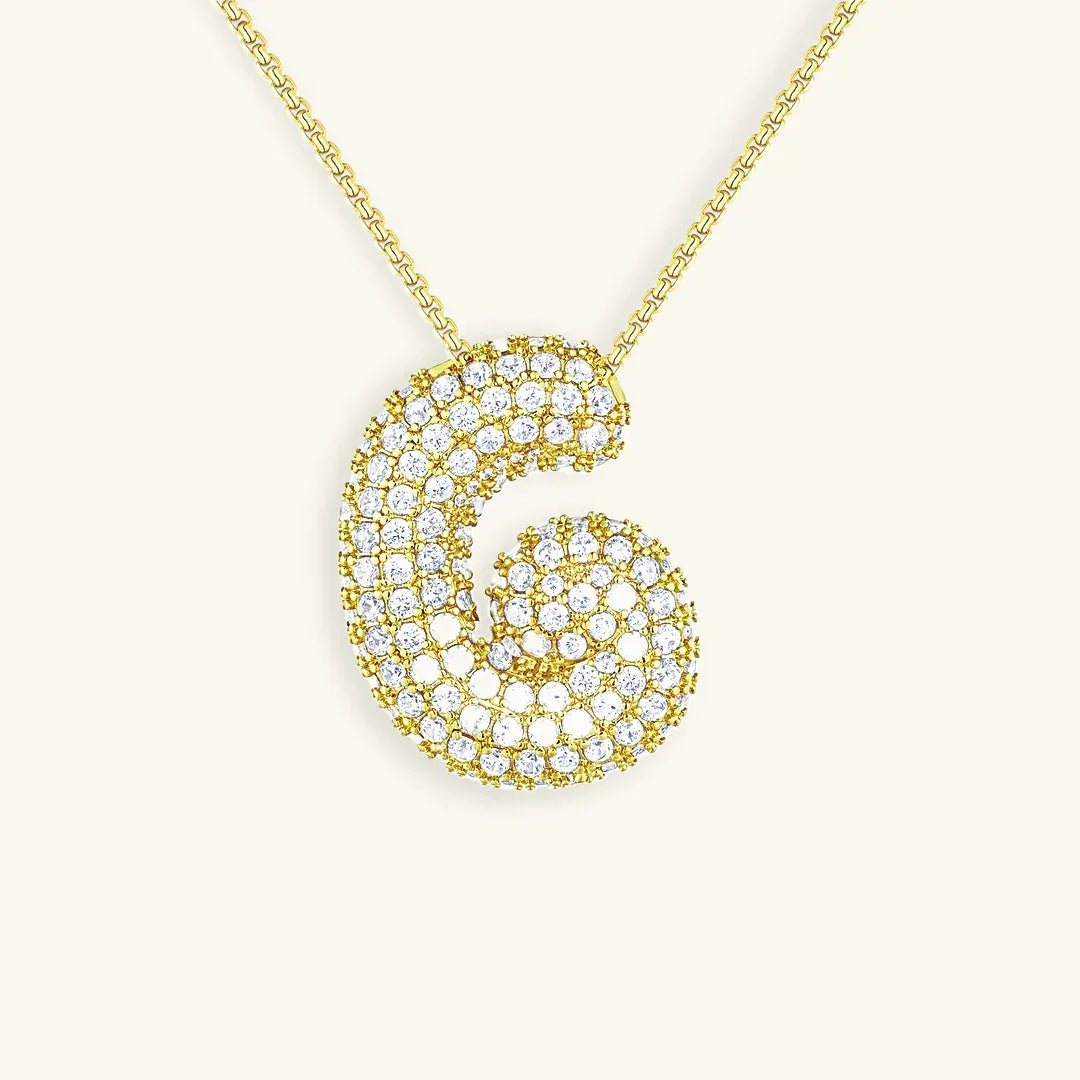 [GALE]Bubble Initial Diamond Necklace