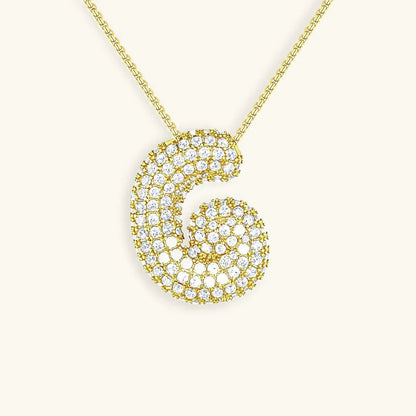 [GALE]Bubble Initial Diamond Necklace