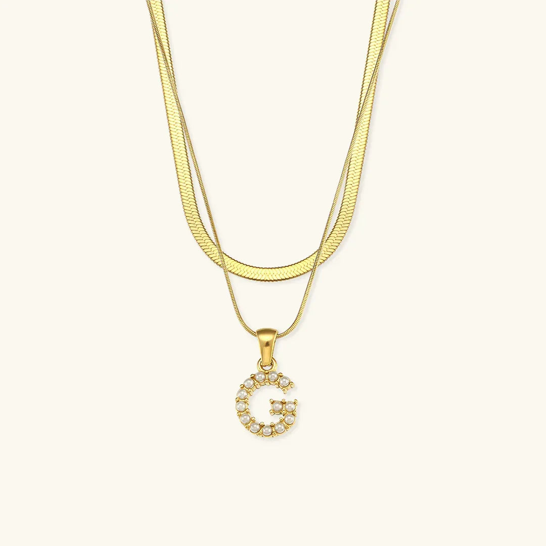 [GALE]Fiona Layered Gold Initial Letter Necklace