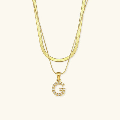 [GALE]Fiona Layered Gold Initial Letter Necklace