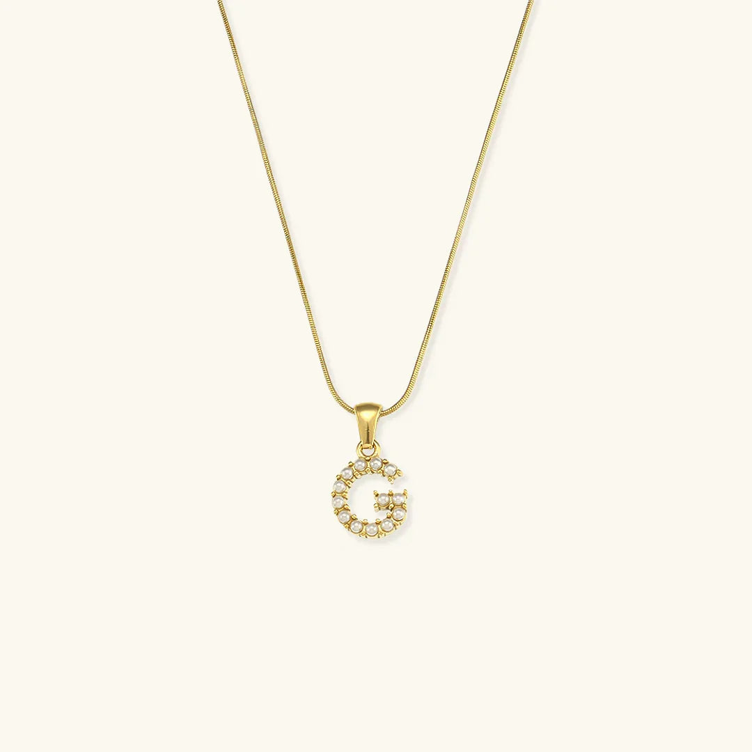 [GALE]Augustine Initial Letter Pearl Necklace