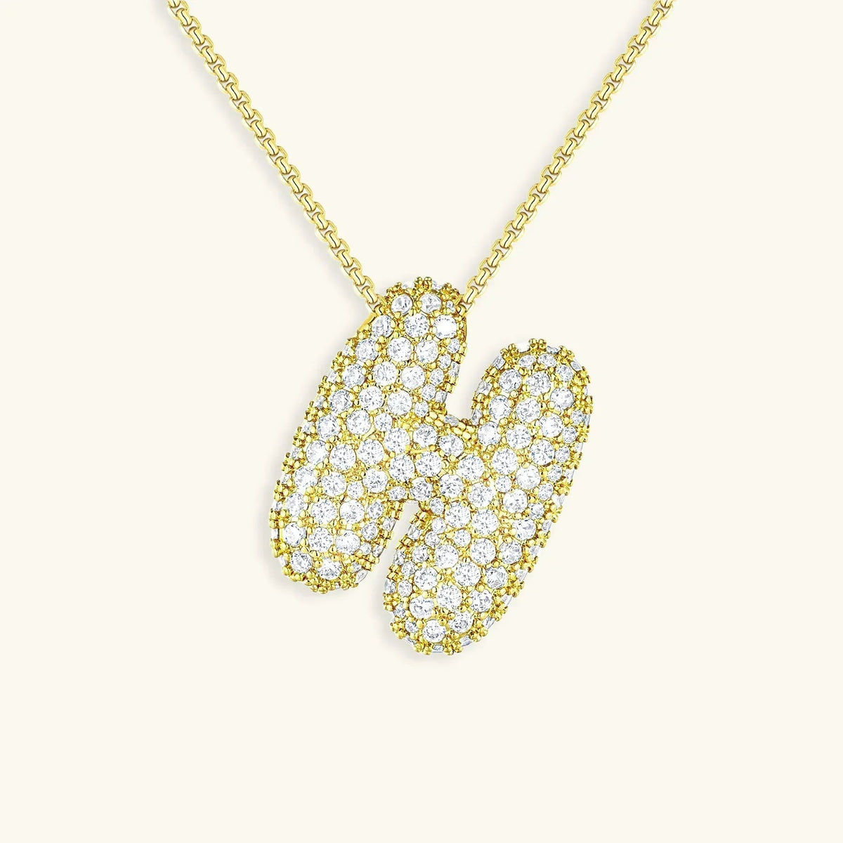 [GALE]Bubble Initial Diamond Necklace