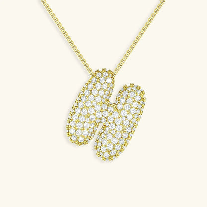 [GALE]Bubble Initial Diamond Necklace