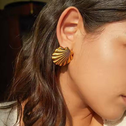 [GALE]Bayside Gold Seashell Earrings