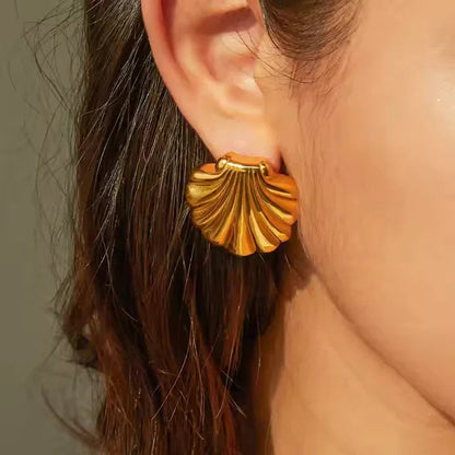 [GALE]Bayside Gold Seashell Earrings