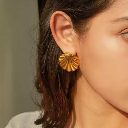 [GALE]Bayside Gold Seashell Earrings