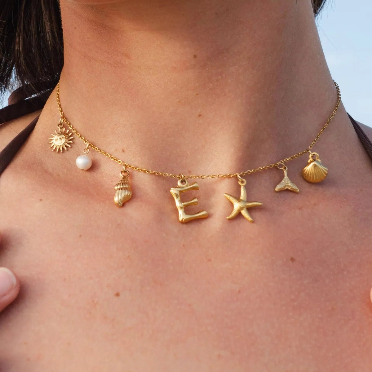 [GALE]Avaria Ocean Initial Necklace