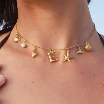 [GALE]Avaria Ocean Initial Necklace