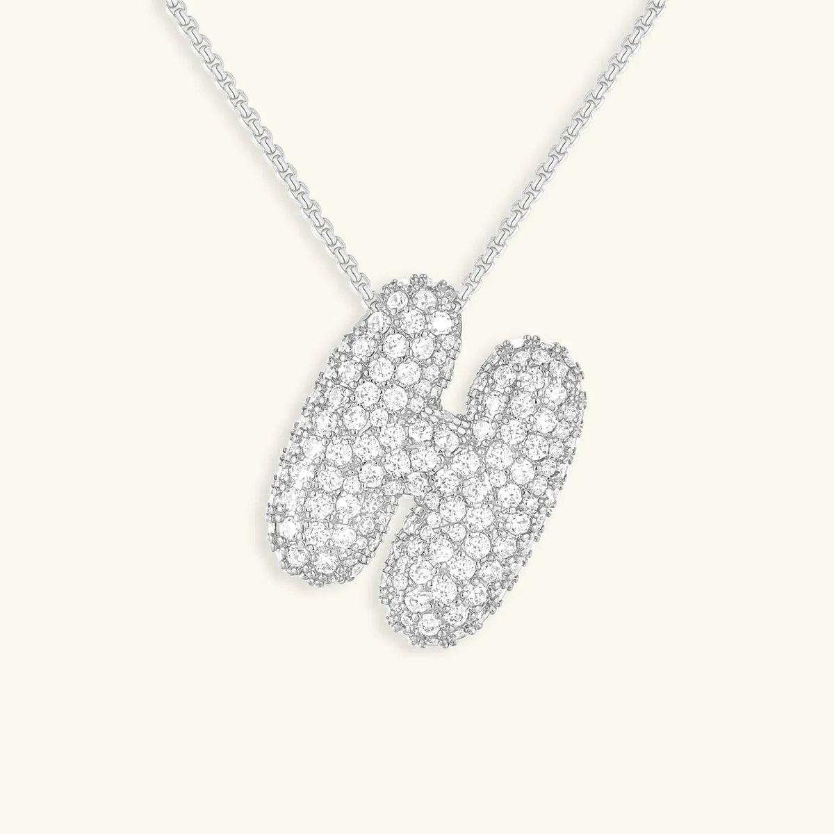 [GALE]Bubble Initial Diamond Necklace