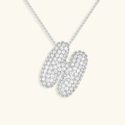 [GALE]Bubble Initial Diamond Necklace